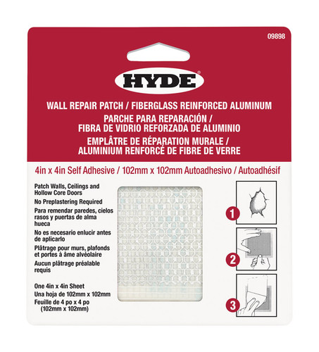 Hyde - 9898 - 4 in. W x 4 in. L x 1/4 in. Drywall Repair Sheets