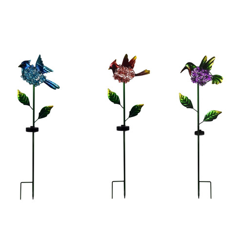 Infinity - KY3572-B-P-R - Assorted Metal 33.27 in. H Bird Solar Garden Stake