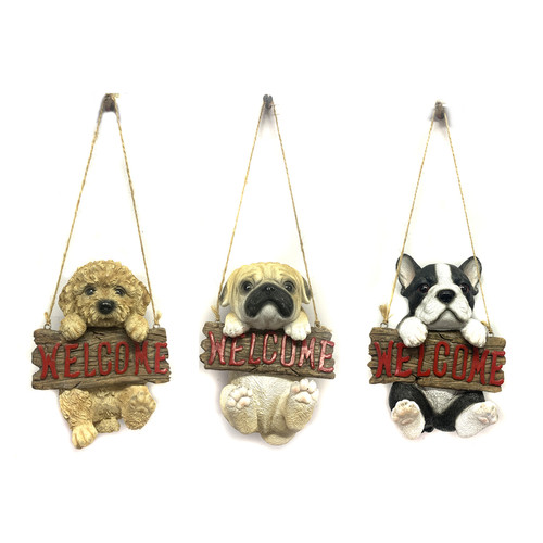 Infinity - CA105224 - Polyresin Assorted 6.5 in. H Welcome Dog Wall Hanging Decor