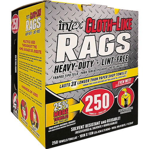 Intex - NW-00253-250 - Cloth-Like Fiber Blend Wiping Rags 10 in. W x 11 in. L - 250/Pack