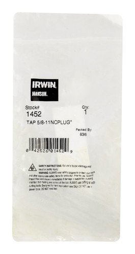 Irwin - 1452 - Hanson High Carbon Steel SAE Fraction Tap 5/8 in.-11NC 1/pc.