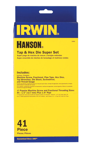 Irwin - 24606 - Hanson High Carbon Steel SAE Tap and Die Set 4-40NC, 6-32NC, 8-32NC, 10-24NC, 10-32NF, 12-24NC