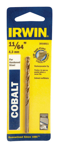 Irwin - 3016011 - 11/64 in. x 3-1/4 in. L Cobalt Steel Drill Bit 1/pc.