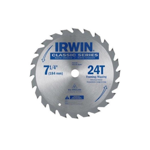 Irwin - 25130 - 7-1/4 in. Dia. x 5/8 in. Classic Carbide Circular Saw Blade 24 teeth - 1/Pack