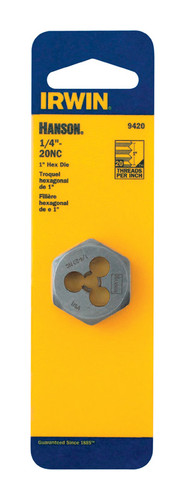 Irwin - 9420ZR - Hanson High Carbon Steel SAE Hexagon Die 1/4 in.-20NC 1/pc.