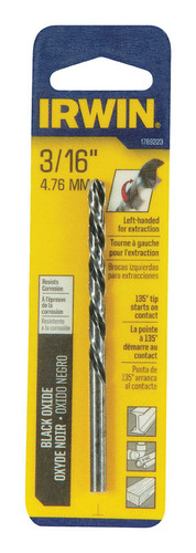 Irwin - 1789223 - 3/16 in. x 3-1/2 in. L High Speed Steel Left Hand Drill Bit 1/pc.