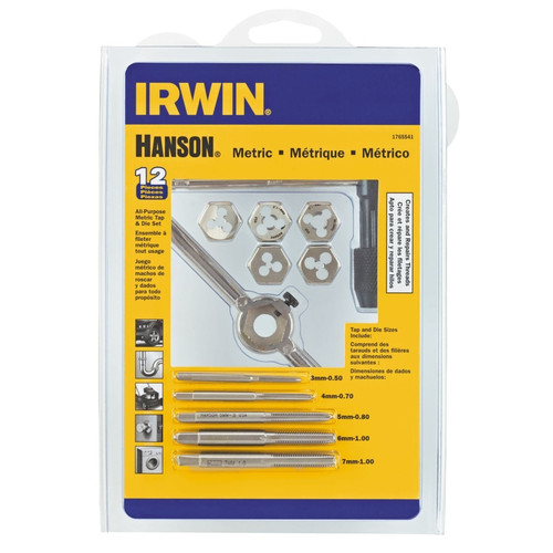 Irwin - 1765541 - Hanson High Carbon Steel Metric Tap and Die Set 3mm-7mm 12/pc.