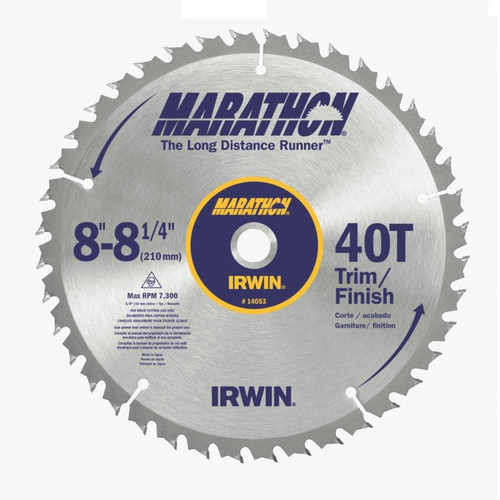 Irwin - 14053 - Marathon 8-1/4 in. Dia. x 5/8 in. Carbide Miter and Table Saw Blade 40 teeth - 1/Pack
