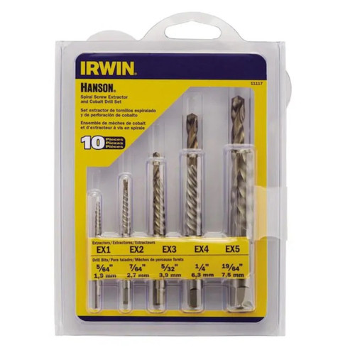 Irwin - 11117 - Hanson 19/64 in. Carbon Steel Screw Extractor Kit 6 in. 10/pc.