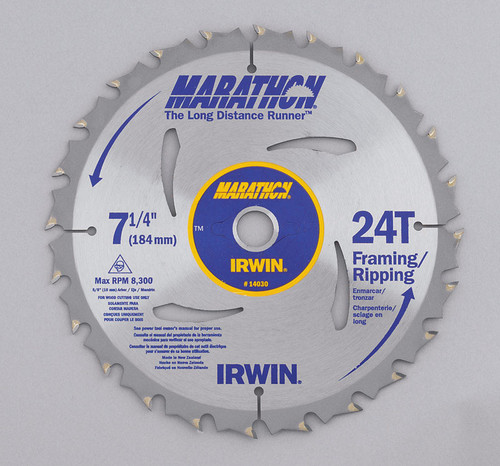 Irwin - 14030 - Marathon 7-1/4 in. Dia. x 5/8 in. Carbide Circular Saw Blade 24 teeth - 1/Pack
