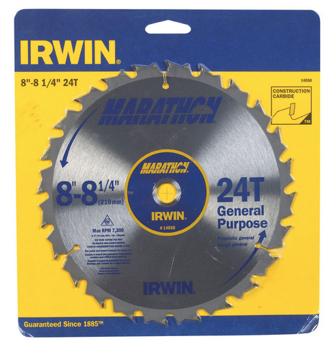 Irwin - 14050ZR - Marathon 8-1/4 in. Dia. x 5/8 in. Carbide Miter and Table Saw Blade 24 teeth - 1/Pack