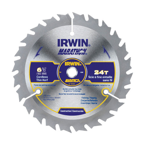 Irwin - 14029 - Marathon 6-1/2 in. Dia. x 5/8 in. Carbide Circular Saw Blade 24 teeth - 1/Pack