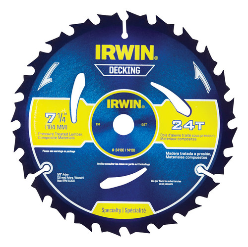Irwin - 14130 - Marathon 7-1/4 in. Dia. x 5/8 in. Carbide Circular Saw Blade 24 teeth - 1/Pack