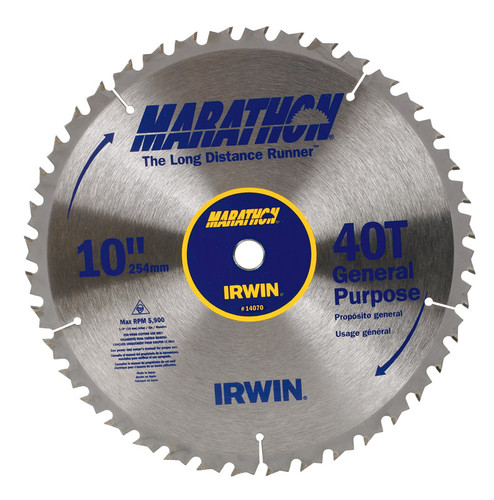 Irwin - 14070 - Marathon 10 in. Dia. x 5/8 in. Carbide Miter and Table Saw Blade 40 teeth - 1/Pack