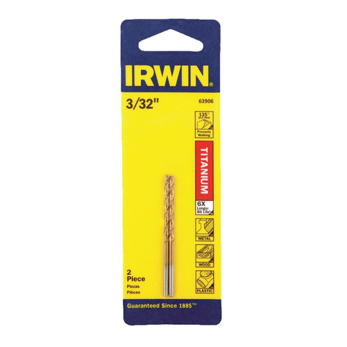 Irwin - 63906 - 3/32 in. x 2-1/4 in. L High Speed Steel Drill Bit 1/pc.