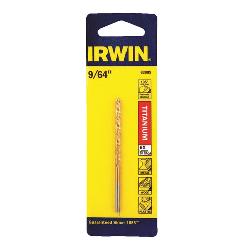 Irwin - 63909 - 9/64 in. x 2-7/8 in. L High Speed Steel Drill Bit 1/pc.