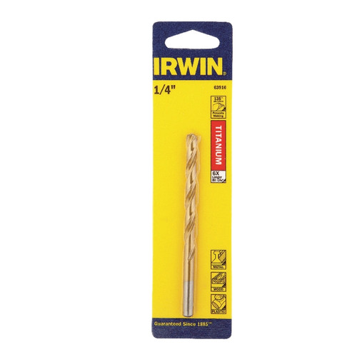 Irwin - 63916 - 1/4 in. x 4 in. L High Speed Steel Drill Bit 1/pc.