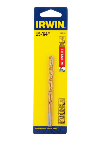 Irwin - 63915 - 15/64 in. x 3-7/8 in. L High Speed Steel Drill Bit 1/pc.