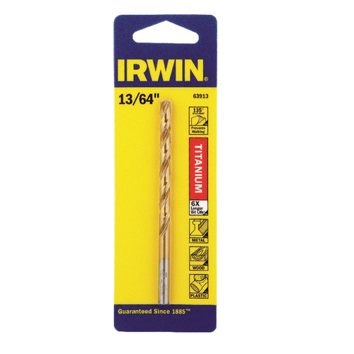 Irwin - 63913 - 13/64 in. x 3-5/8 in. L High Speed Steel Drill Bit 1/pc.