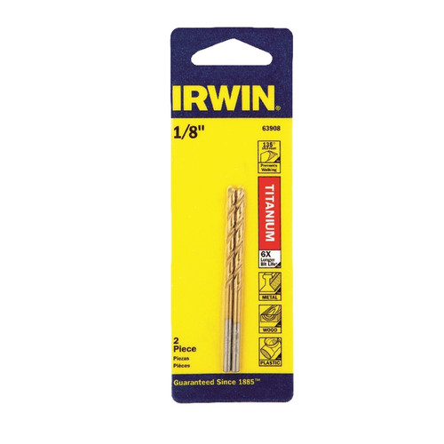Irwin - 63908 - 1/8 in. x 2-3/4 in. L High Speed Steel Drill Bit Set 2/pc.