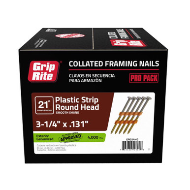 Grip-Rite - GR034HG - 3-1/4 in. 10 Ga. Angled Strip Framing Nails 21 ...