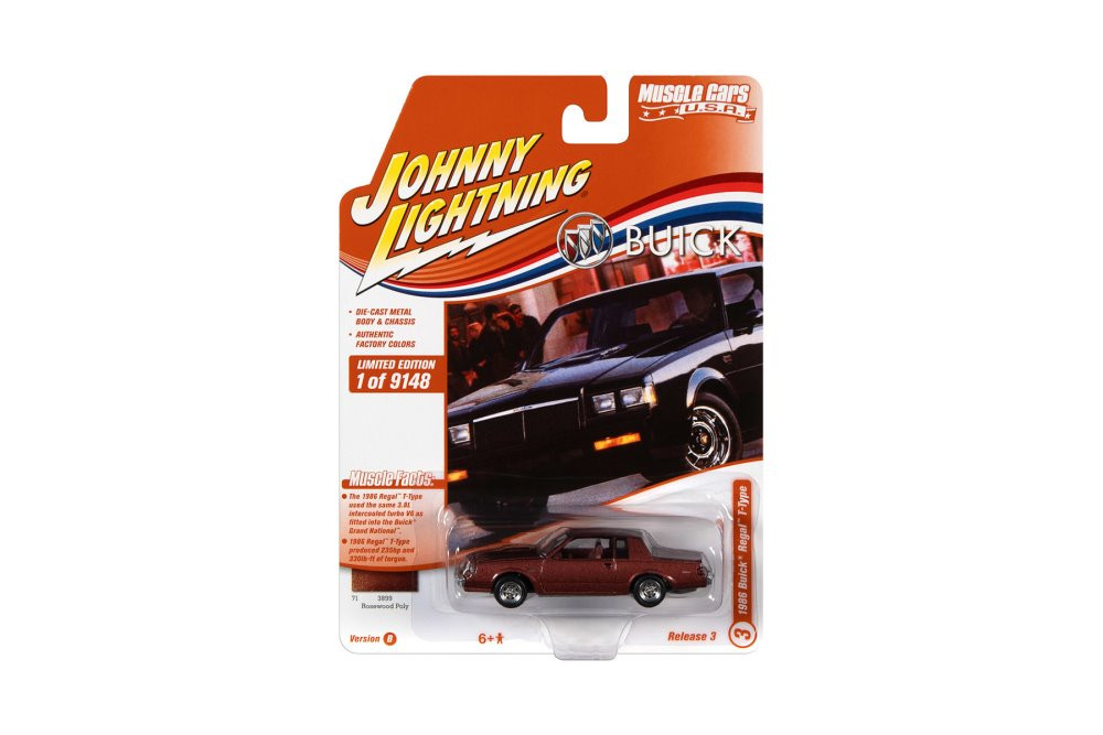 7-Series 1986 Red llic ミニカー 1986 Buick Regal T-Type, Rosewood Red - Johnny Lightning JLSP174