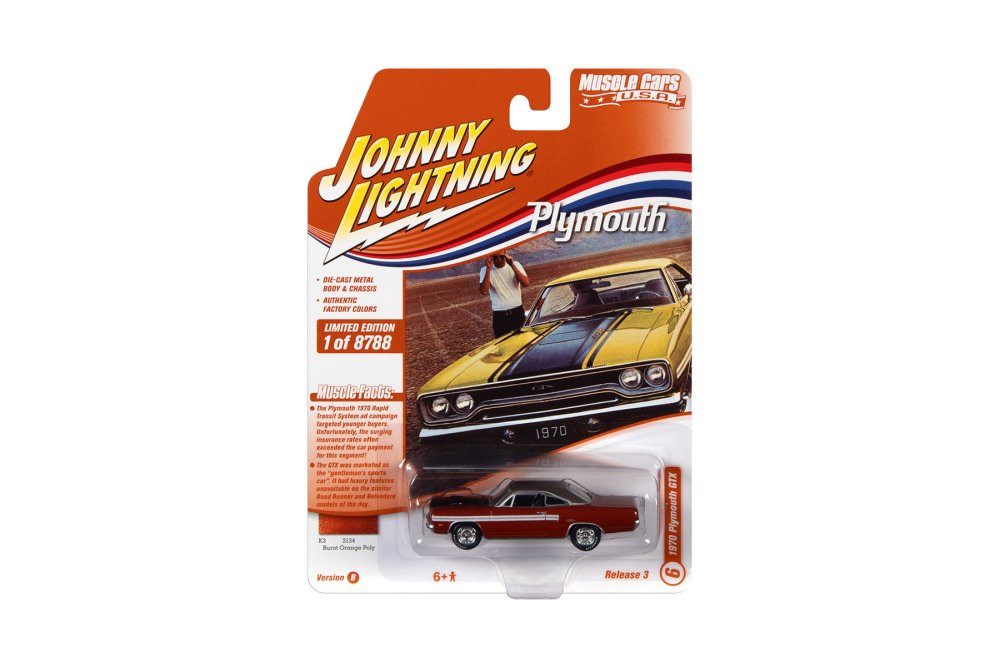 1970 Plymouth GTX, Burnt Orange - Johnny Lightning JLSP177/24B - 1/64 scale Diecast Model Toy Car