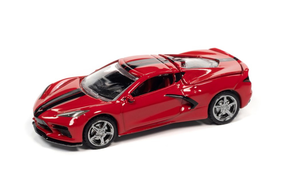 2020 Chevy Corvette C8 Stingray, Torch Red and Black - Auto World AWSP084/24A - 1/64 Diecast Car