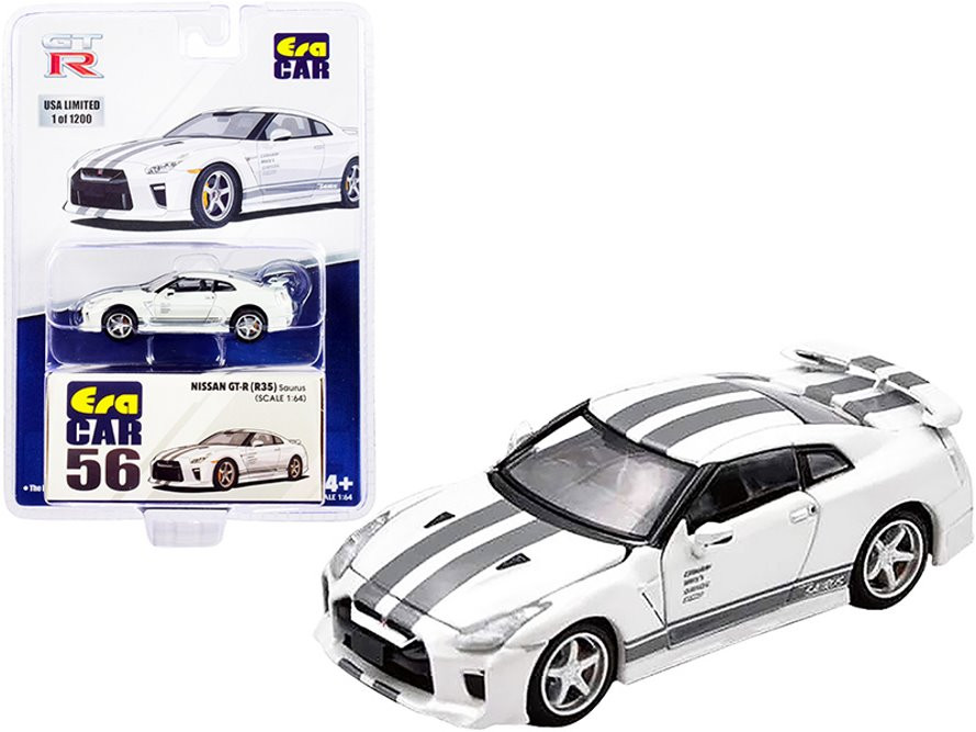 Nissan GT-R (R35) Saurus RHD, White - Era Car NS21GTRRN56 - 1/64 scale Diecast Model Toy Car