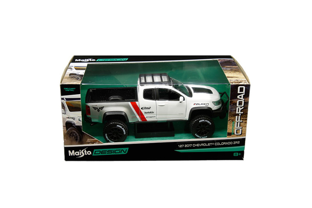 2017 Chevy Colorado ZR2 Pickup Truck Falken Tires, White - Maisto 32534W - 1/24 scale Diecast Car