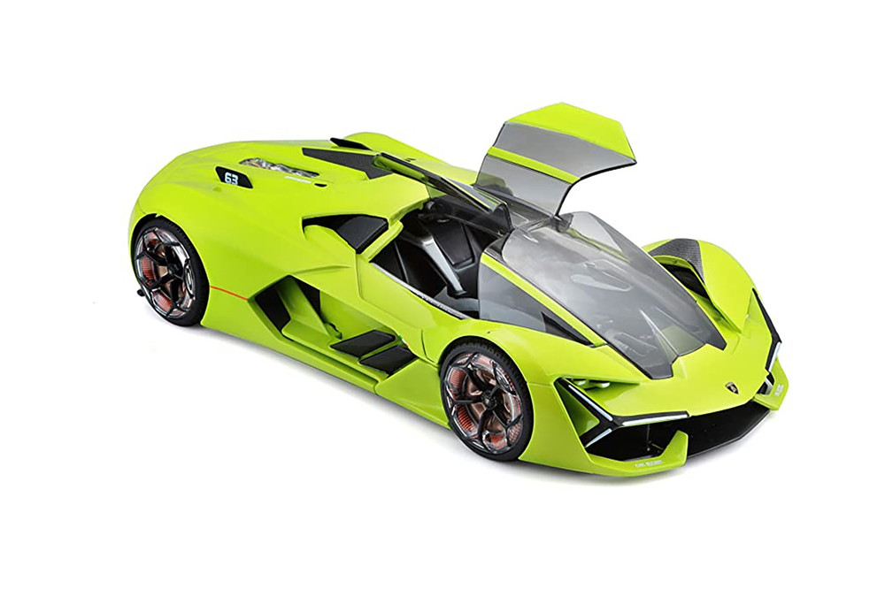 Lamborghini Terzo Millennio Lime Green with Black Top and Carbon Accents 1/24 Diecast Model Car by Bburago