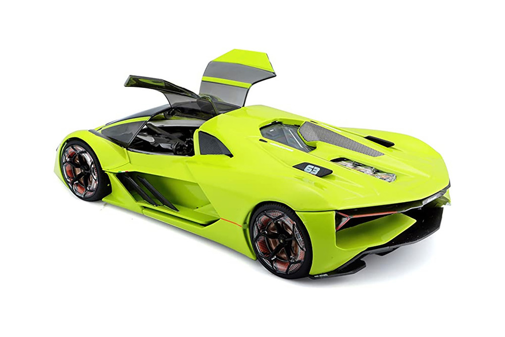 Lamborghini Terzo Millennio Lime Green with Black Top and Carbon Accents 1/24 Diecast Model Car by Bburago