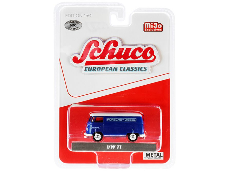 Volkswagen T1 Panel Bus - Porsche Diesel, Blue - Schuco 4800 - 1/64 scale Diecast Model Toy Car