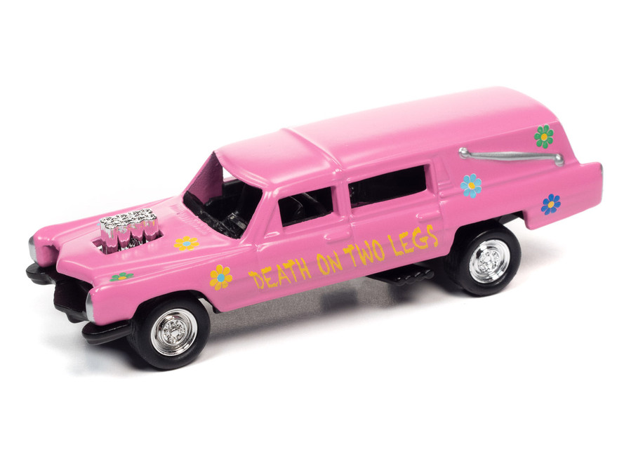 Custom Haulin' Hearse, Flat Strawberry Pink - Johnny Lightning JLSP180/24A - 1/64 scale Diecast Car