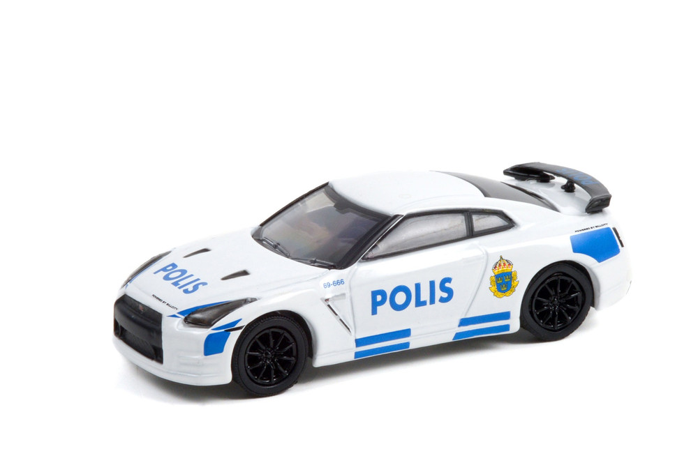 Stockholm Police 2014 Nissan GT-R (R35)and Blue -  42980D/48 - 1/64 scale Diecast Model Toy Car