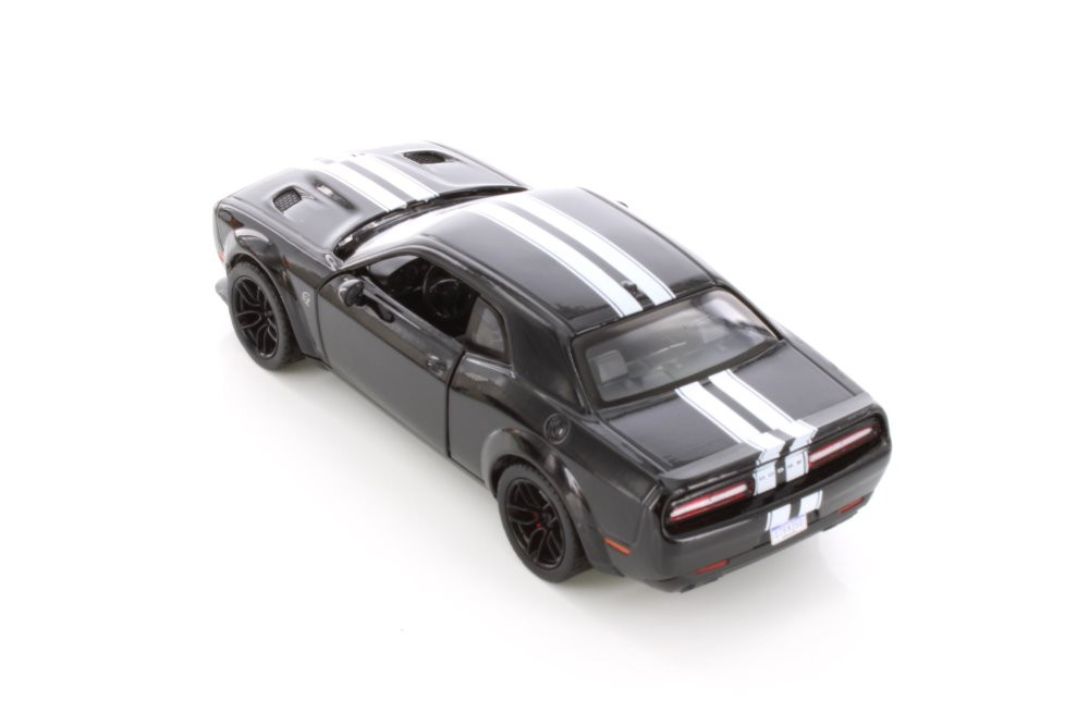 2018 Dodge Challenger SRT Hellcat Widebody, Black w/Stripes - Showcasts 79350M - 1/24 Diecast Car