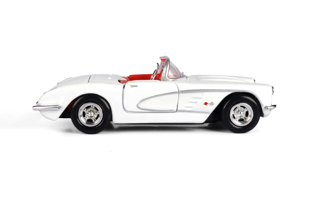 1959 Chevy Corvette Convertible, White - Motor Max 73216WB - 1/24 Scale Diecast Model Toy Car