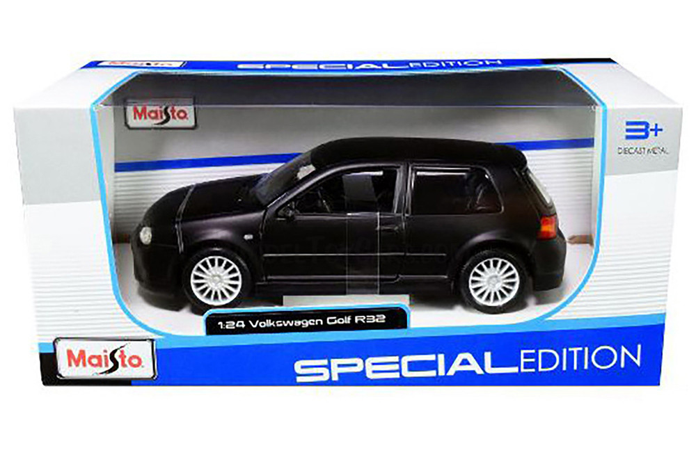 2004 Volkswagen Golf R32 , Matte Black - Maisto 31290BK - 1/24 scale Diecast Model Toy Car