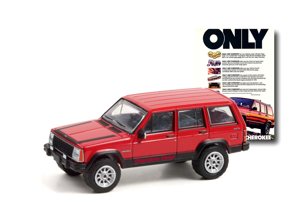 1984 Jeep Cherokee Chief, Red with Black - Greenlight 39080F/48 - 1/64 scale Diecast Model Toy Car