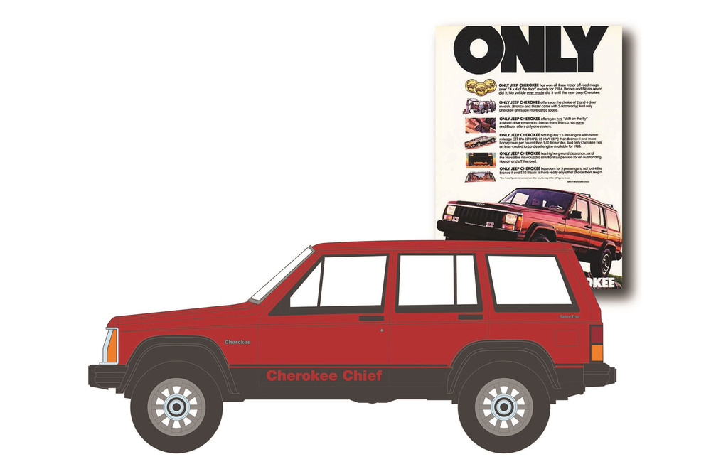 1984 Jeep Cherokee Chief, Red with Black - Greenlight 39080F/48 - 1/64 scale Diecast Model Toy Car