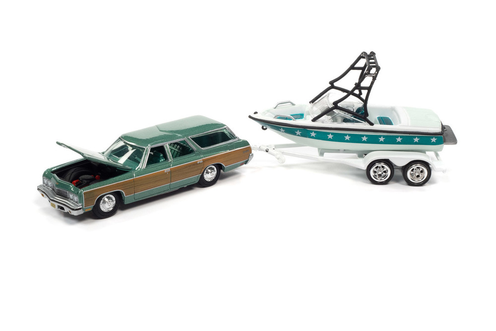 1973 Chevy Caprice with Mastercraft Boat & trlr JLSP204/24A 1/64 scale Diecast Model Toy Car