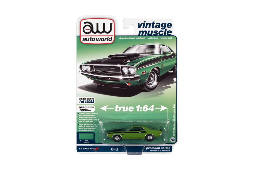 1970 Dodge Challenger T/A, Go Green - Auto World AWSP086/24A - 1/64 scale  Diecast Model Toy Car