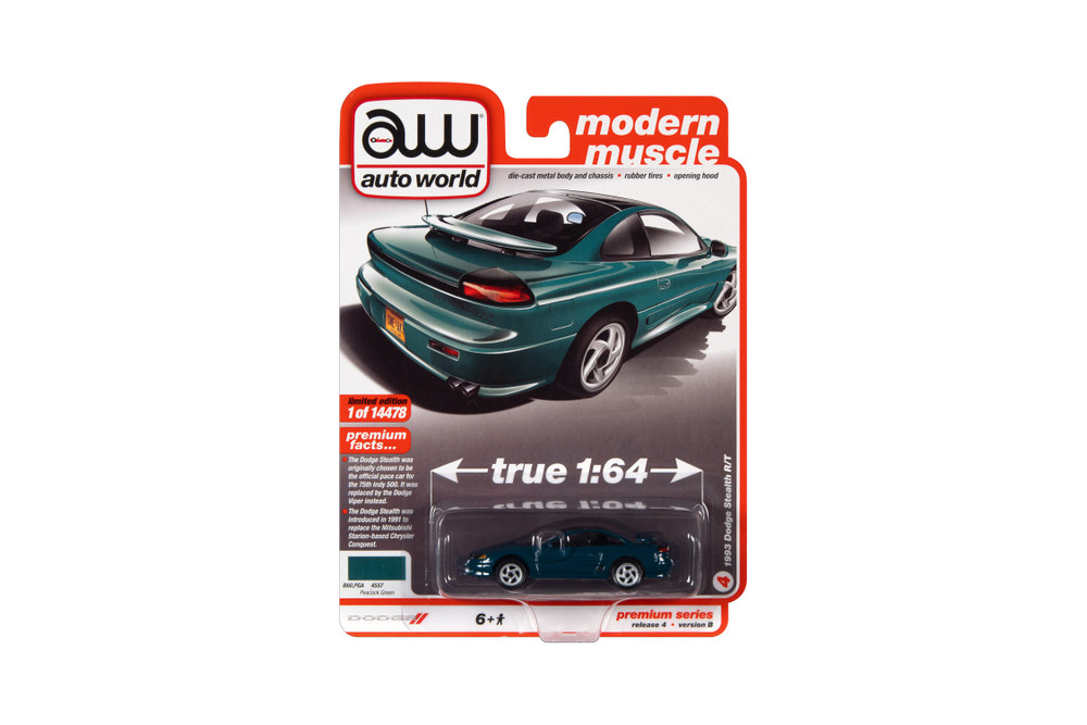 1993 Dodge Stealth R/T, Peacock Green - Auto World AWSP082/24B - 1/64 scale Diecast Model Toy Car