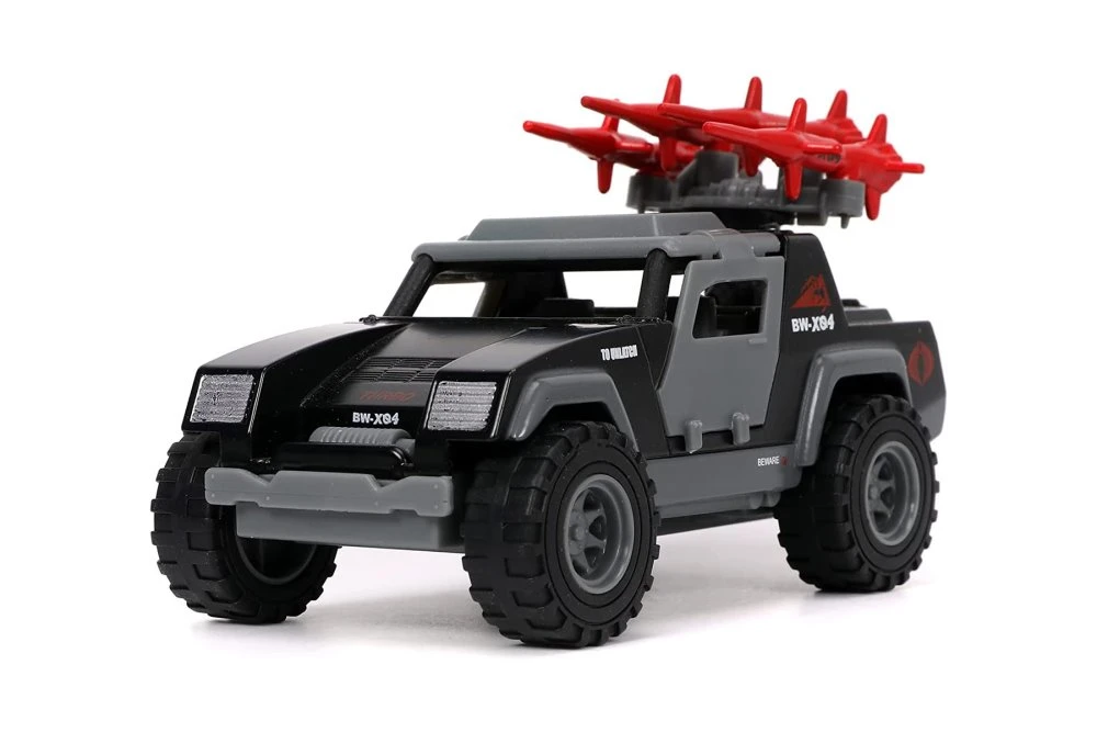 G.I. Joe Stinger with Missile Launcher and Cobra Commander Diecast Figurine, Gray - Jada Toys 33085 - 1/32 scale Diecast Model Toy Car