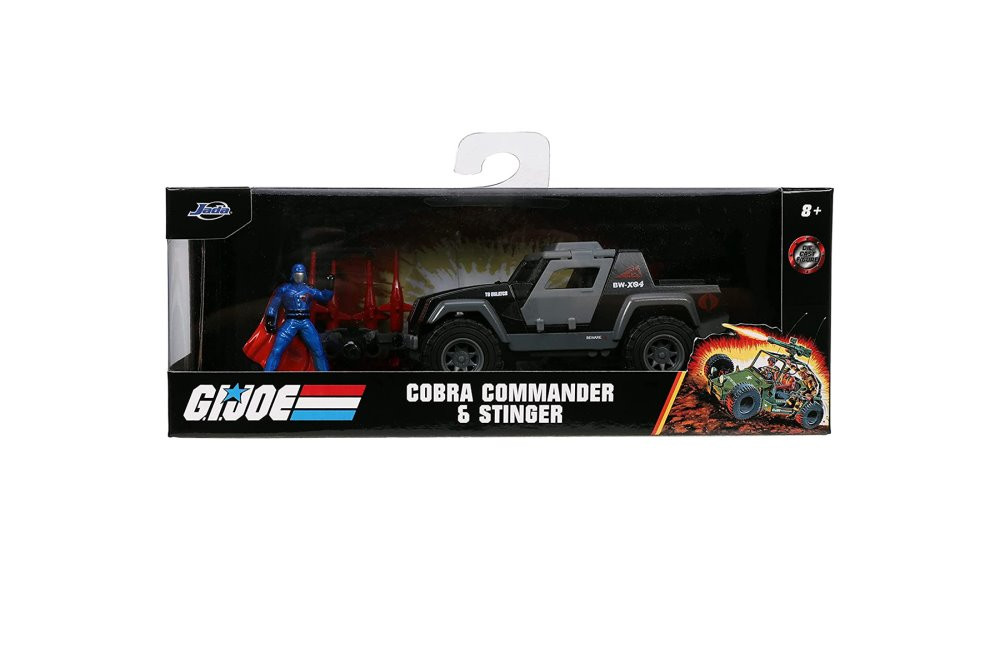 G.I. Joe Stinger with Missile Launcher and Cobra Commander Diecast Figurine, Gray - Jada Toys 33085 - 1/32 scale Diecast Model Toy Car