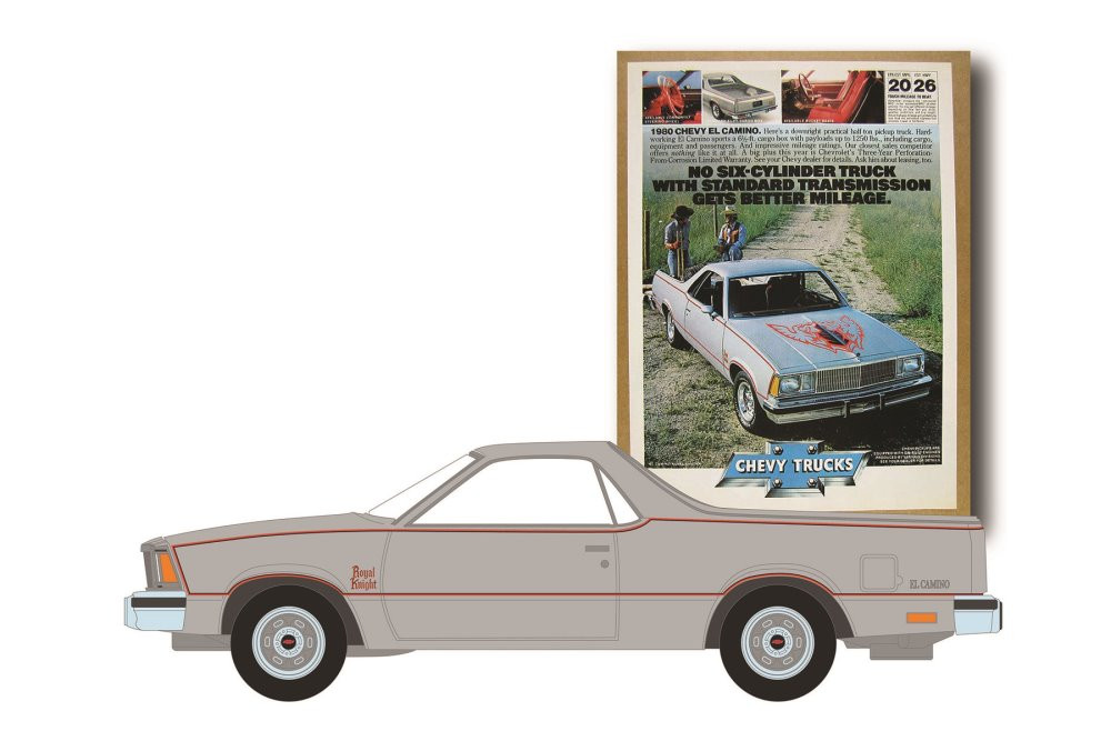 1980 Chevy El Camino, Gray Metallic - Greenlight 39080D/48 - 1/64 scale Diecast Model Toy Car