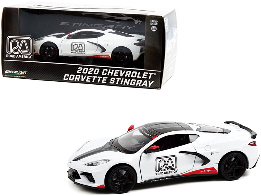 2020 Chevy Corvette C8 Stingray - Road America, White - Greenlight 18259 - 1/24 scale Diecast Car