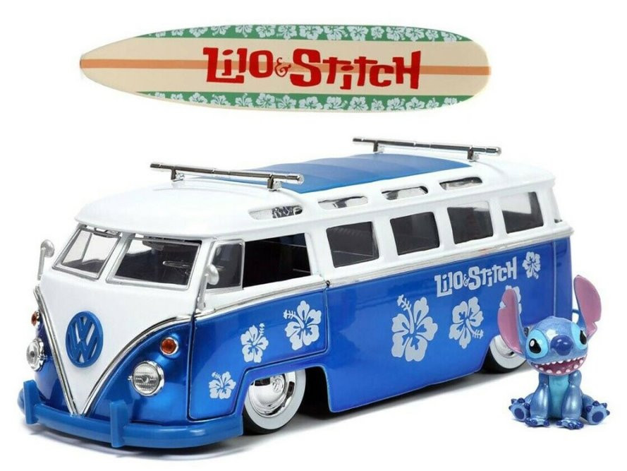 1962 Volkswagen T1 Bus with Stitch figurine, Lilo & Stitch - Jada 