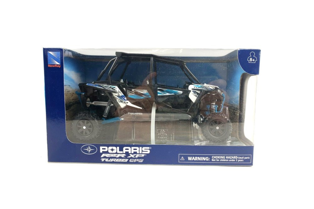 Polaris RZR XP 4 Turbo EPS ATV, Blue - New Ray 57843B - 1/18 scale Diecast Model Toy Car