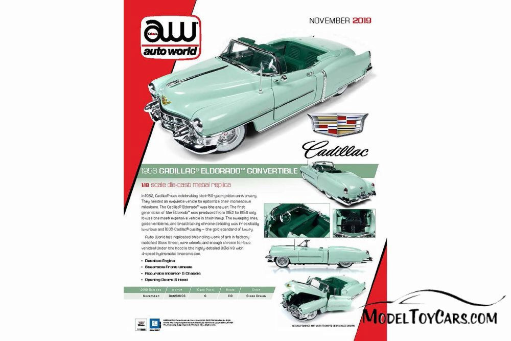 No528 ミニカー1/18 箱あり CADILLAC ELDORADO 1/18 Auto World 1953 Cadillac Eldorado Convertible Gloss